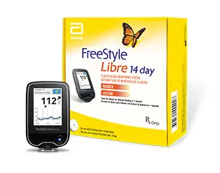 Abbott FreeStyle Libre 14-Day System. No more finger sticks. 14 day continuous glucose monitoring. Small sensor on the back of your arm that automatically monitors glucose day & night. Simply swipe your Smartphone or reader over the sensor for a painless one second scan. Customizable real-time alarms. Shows trends and patterns to help manage your diabetes. Diabetes Store, Inc.