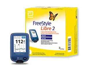 Abbott FreeStyle Libre 2 System. No more finger sticks. Small sensor on the back of your arm that automatically monitors glucose day & night. Simply swipe your Smartphone or reader over the sensor for a painless one second scan. Customizable real-time alarms Shows trends and patterns to help manage your diabetes. Diabetes Store, Inc.